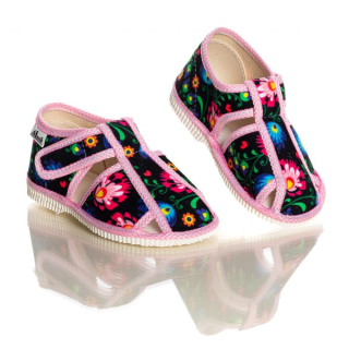 Detské papučky Manik uzavreté 2S - Kvety veľ. 34