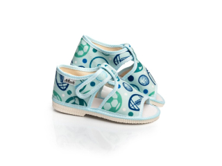 Detské papučky Manik otvorené 1S - Futbal veľ. 18, 34