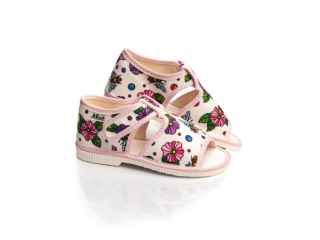Detské papučky Manik otvorené 1S - Biele kvety veľ. 18, 24, 28, 29, 34