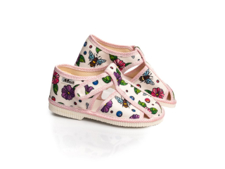 Detské papučky Manik uzavreté 2S - Biele kvety veľ. 19, 20, 22, 25, 26