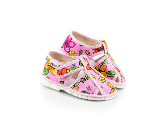 Detské papučky Manik uzavreté 2S - Ružové kvety veľ. 36