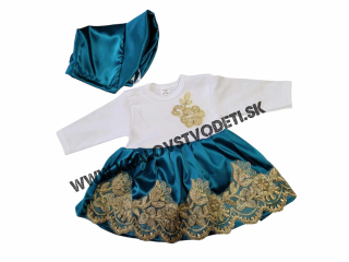 Smaragodovo zelelené+ zlaté dievčenský set veľ. 56