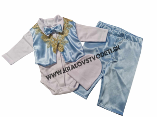 Svetlo modrý + zlatý chlapčenský set veľ. 56, 62