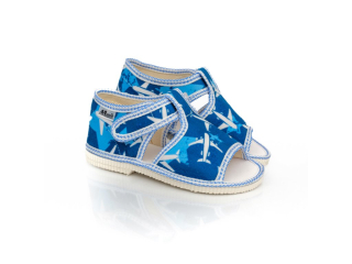 Detské papučky Manik otvorené 1S - lietadlá veľ.  19, 23, 25, 27, 31, 34