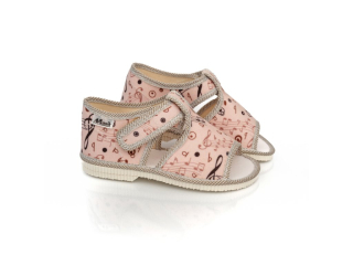 Detské papučky Manik otvorené 1S - noty dievča veľ.  24, 27, 29, 30