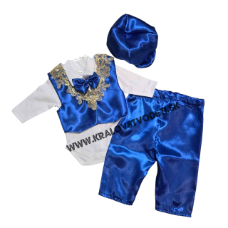 Kráľovská modrá + zlatá - chlapčenský set veľ. 56