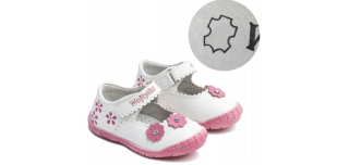 Poltopánky baleríny, KOŽA ľahká, SUCHÁ ZIPS, mäkké, pohodlné, Wojtyłko biele veľ. 21-27