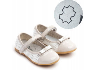 Baleríny s vložkou KOŽA pohodlné, ľahké na suchý zips Wojtyłko kapučíno veľ. 32, 35