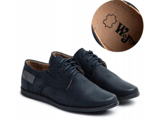 Chlapčenské spoločenské poltopánky s vložkou KOŽA, Wojtyłko modré veľ. 27-30