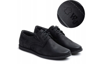 Chlapčenské spoločenské poltopánky s vložkou KOŽA, Wojtyłko čierne veľ. 28, 35, 36