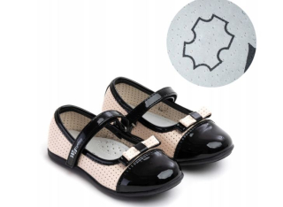 Baleríny s vložkou KOŽA pohodlné, ľahké na suchý zips Wojtyłko čierno/hnedé veľ. 34