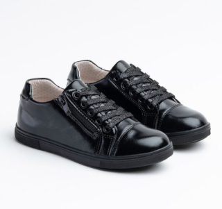 Dievčenské športové poltopánky s vložkou KOŽA Wojtyłko čierne veľ. 31-36