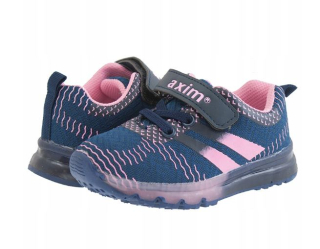 Dievčenské vzdušné športové topánky na suchý zips, AXIM modré veľ. 25, 27