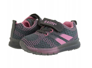 Dievčenské vzdušné športové topánky na suchý zips, AXIM sivé veľ. 24, 25, 26