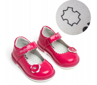 Baleríny poltopánky s vložkou KOŽA, lakované na SUCHÝ ZIPS Wojtyłko ružové veľ. 21, 22, 25