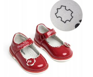 Baleríny poltopánky s vložkou KOŽA, lakované na SUCHÝ ZIPS Wojtyłko červené veľ. 21, 25, 26