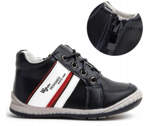 Chlapčenské topánky, vnútro mäkká KOŽA, + ZIPS, Wojtyłko čierne veľ. 23-27