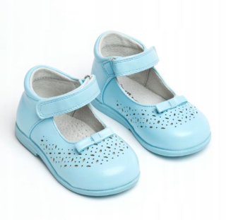 Dievčenské priedušné balerínky KOŽA, SUCHÝ ZIPS Wojtyłko modré veľ. 22, 23