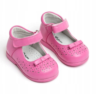 Dievčenské priedušné balerínky KOŽA, SUCHÝ ZIPS Wojtyłko ružové veľ. 20, 22, 23