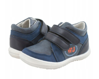Chlapčenské topánky vo vnútri KOŽA poltopánky SUCHÝ ZIPS Wojtyłko modrá+modrá veľ. 23, 26