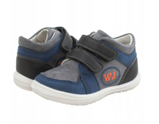 Chlapčenské topánky vo vnútri KOŽA poltopánky SUCHÝ ZIPS Wojtyłko modrá+čierna veľ. 23, 26