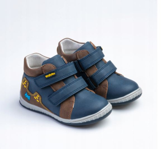 Topánky na SUCHÝ ZIPS, pohodlné poltopánky nad členok, ľahká KOŽA Wojtyłko modré veľ. 21-30