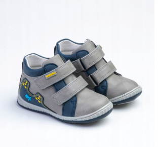 Topánky na SUCHÝ ZIPS, pohodlné poltopánky nad členok, ľahká KOŽA Wojtyłko sivé veľ. 21-30