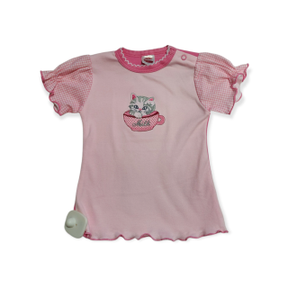 Dievčenské tričko ružová mačka veľ. 62, 80