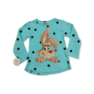 Dievčenské tričko tyrkysový zajac veľ. 3-4roky