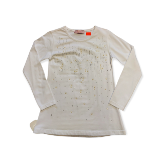 Dievčenské biele tričko perlička veľ. 134, 140, 152