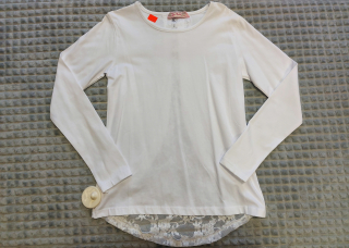 Dievčenské biele tričko s krajkou veľ. 140