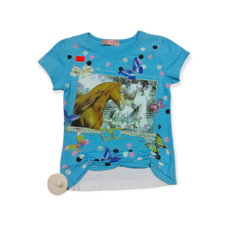 Dievčenské tričko modré veľ. 98, 104, 110