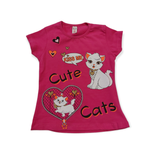 Dievčenské tričko ružová mačka veľ. 4, 5, 7, 8 rokov