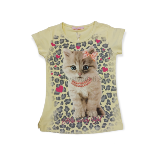 Dievčenské tričko žltá mačka veľ. 104