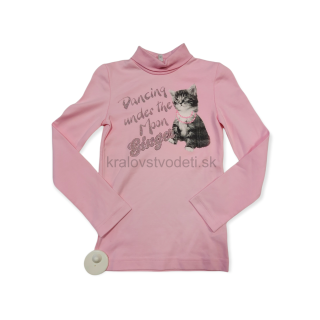 Dievčenský bavlnený ružový rolák veľ. 116